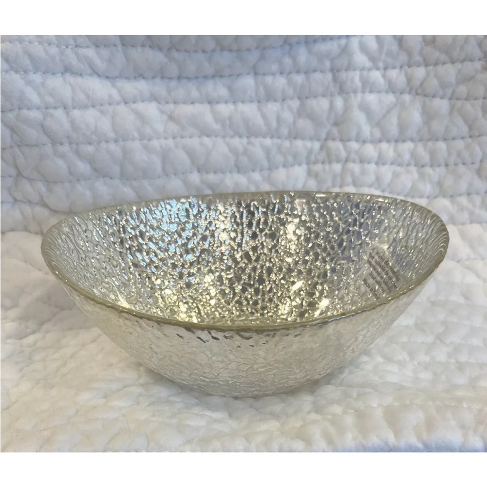Badash Silver Oval Candy Dish. Snakeskin Glass  made in Turkey